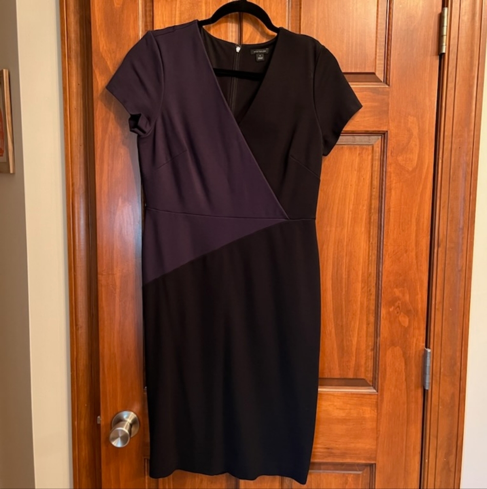 Ann Taylor Black Short Sleeve Crisscross Dress (8)